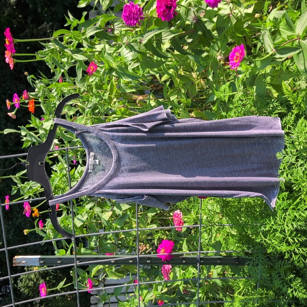 EXPRESS Heather Gray Cold Shoulder Tank Top